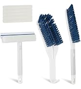 3 Pack Scrub Brush Set - Detachable Stiff Bristle Grout Cleaner Brush, Cleaning Scrubbers with Sq...