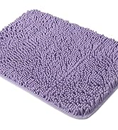 Yeaban Lavender Bathroom Rugs – Thick Chenille Bath Mats | Absorbent and Washable Bath Rug Non-Sl...