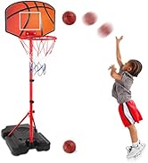 Kids Basketball Hoop for 1 2 3 4 5 6 Year Old Stand Adjustable Height 3.5ft-5.5ft Toddler Indoor ...