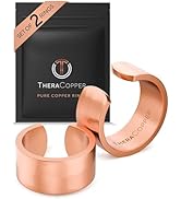 TheraCopper Pure Copper Rings for Women &amp; Men (2-Pack) — 100% Pure Copper Ring — Raw, Solid &amp; Unc...
