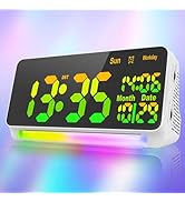 [120db Super Loud] Alarm Clocks for Bedrooms, 15 Wake Up Sounds, 7 Color Night Light, Dynamic RGB...