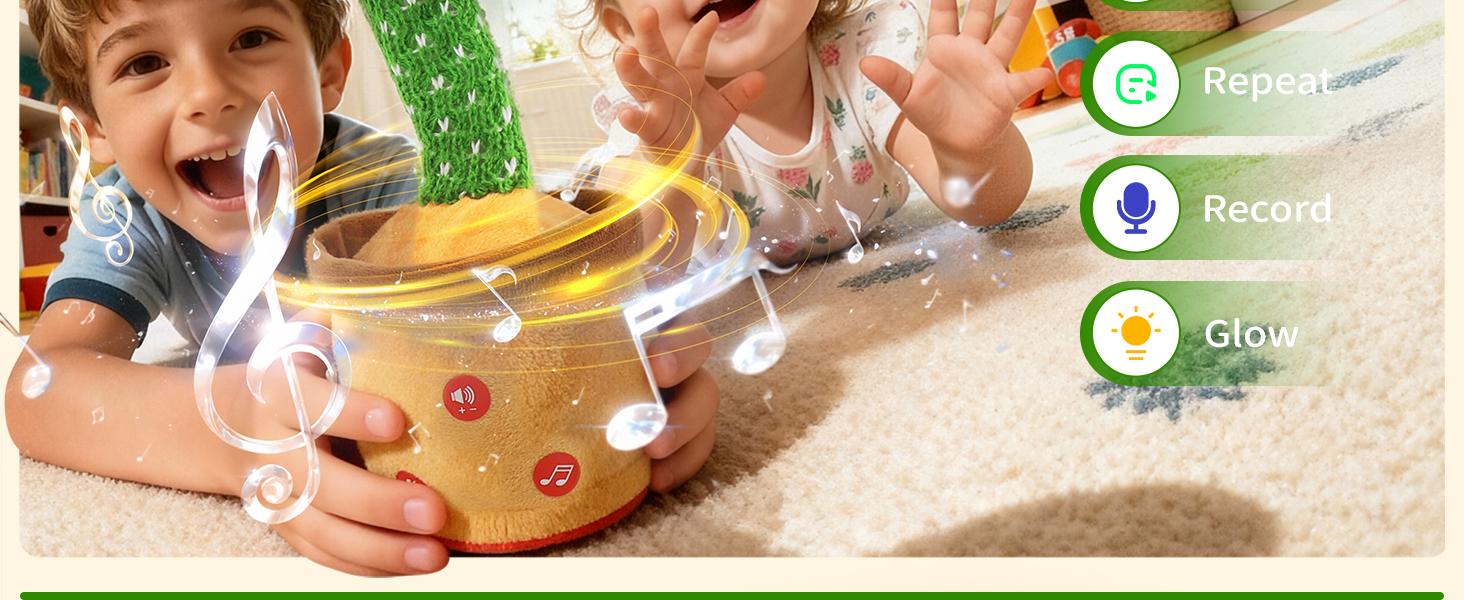 Talking cactus toy that repeats, sings and dances, ideal for babies and toddlers.