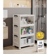 OlarHike 23QT Stackable Lockable Storage Bins with Lids - Folding Storage Box with Doors &amp; Wheels...
