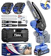 Tietoc Mini Chainsaw 6 Inch Cordless [With 2Pcs 21V Batteries] [2024 Upgrade] Portable Electric C...