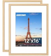 FIXSMITH 12x16 Picture Frame Natural Set of 2, Photo Frame with HD Plexiglass, Display Pictures 8...