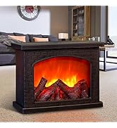 Fireplace Lanterns Decorative,Small Fake Fire Place,Flame Effect LED Fire Lamp,Battery Operated U...