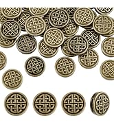 PH PandaHall 32PCS Celticing Knot Slider Beads 17.7mm Round Flat Links Antique Bronze Slide Space...