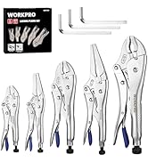 WORKPRO 5-Piece CR-V Locking Pliers Set, 6-1/2”, 9-1/2” Long Nose Locking Pliers, 5”, 7” and 10” ...