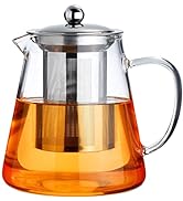 PARACITY Glass Teapot Stovetop 18.6 OZ, Borosilicate Clear Tea Kettle with Removable 18/8 Stainle...