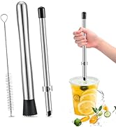 Tiaforza Lemon Smasher, Straw Puncher &amp; Cleaning Brush Set, Stainless Steel Lemonade Muddler, Coc...
