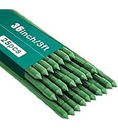 FEED GARDEN Garden Stakes 36 Inch 3ft 25 Pack, Sturdy Plant Metal Sticks Support, Plastic Coated ...