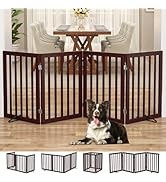 Homykic Bamboo Freestanding Dog Gate, No Assembly Pet Gate Indoor, 24”H x 75”W Extra Wide Foldabl...
