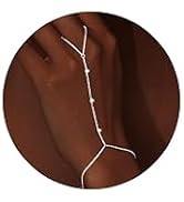 Gokeey Gold Silver Hand Chain Bracelet for Women, Ring Bracelet Hand Chain Dainty Finger Ring Sla...