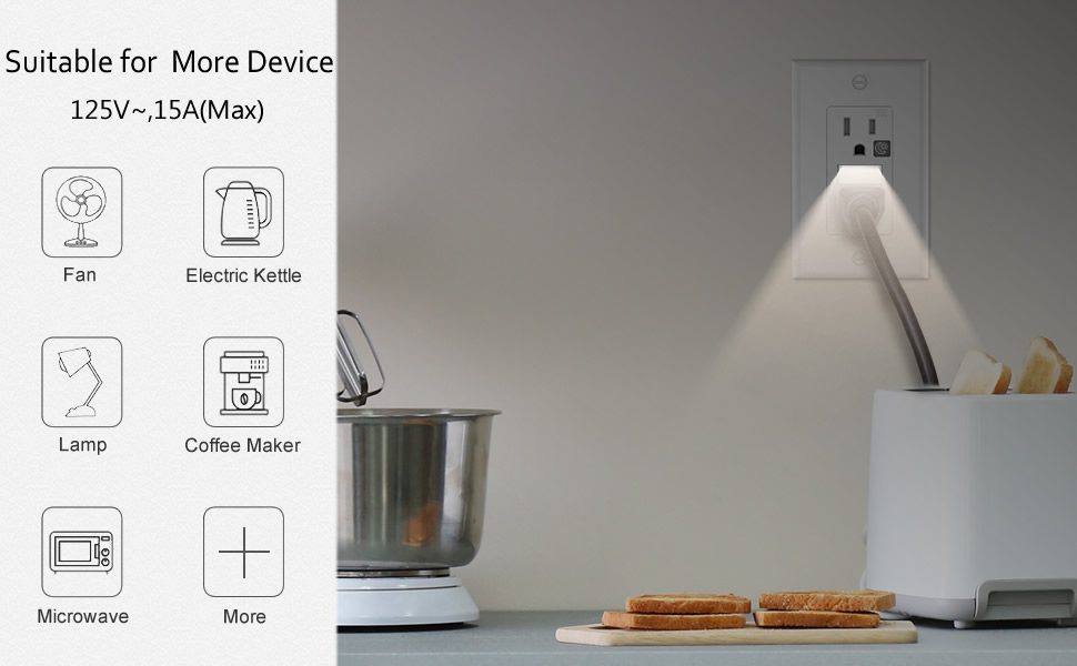 SOZULAMP nightlights wall mount outlet receptacle,Illuminated guidelight Tamper resistant,15A 125V