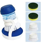 CELOX Dishwashing Brush for Dish Wash, 4 Replacement Heads and Holder Dish Brush, Leak-Free Guara...