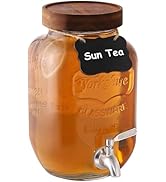 1 Gallon Drink Dispenser with Spigot 18/8 Stainless Steel – Airtight &amp; Leakproof Glass Sun Tea Ja...