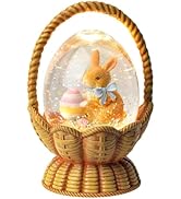 Gorrzai Easter Snow Globe Lantern Bunny Easter Decorations for Home with Timer Swirling Glitter, ...