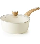 SENSARTE Ceramic Nonstick Sauce Pan with Lid, 3.0 Quart Saucepan with Double Spout, Large Cooking...