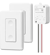 DEWENWILS Wireless Light Switch and Receiver Kit, 15A High Power, 100FT RF Range, 3 Way Remote Co...
