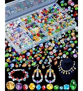1076PCS FIVEIZERO Glass Beads for Jewelry Making, Assorted Colorful Rainbow Craft Crystal Beads, ...