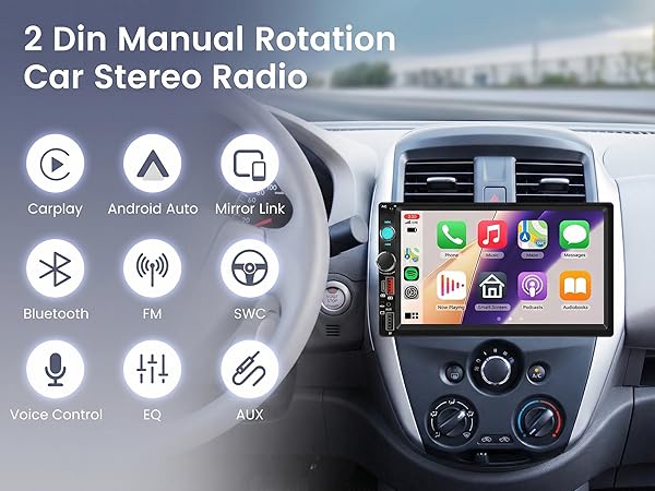 Car Stereo Double Din Car Radio Wireless Carplay Android auto Touch Screen