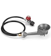 WADEO Propane Burner Head, High Pressure Cast-Iron Round Turkey Fryer Burner with 4FT Adjustable ...