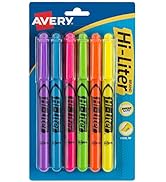 AVERY Hi-Liter Pen-Style Highlighters, Smear Safe Ink, Chisel Tip, 6 Assorted Color Highlighters ...