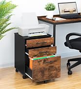 File Cabinet, 3 Drawers Wooden Filing Cabinet, Rolling Office Cabinet