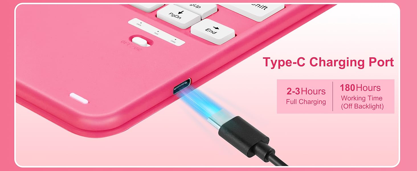 iPad 10.2/10.5 Rotating Keyboard Case - Red-4