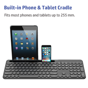 wireless keyboard with phone holder