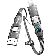Haiteron 4 in 1 Charging Cable 60W, USB C Fast Charging iPhone Charger Cord Flat Braided Combo US...
