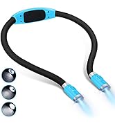 LUXJET LED Book Lights Rechargeable Neck Lamp for Reading at Night, Hands Free, 4 LED Bulbs, 3 Ad...
