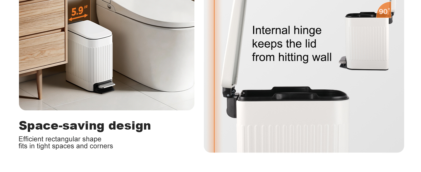 TrashAid small white bathroom trash can