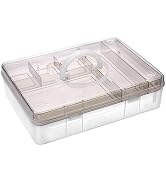 BTSKY 2-Tier Cute Bear Storage Box with Removable Divided Tray Portable Clear Plastic Art Craft S...