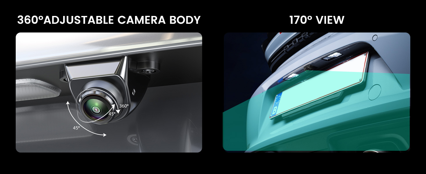 GreenYi ahd 1080p backup camera with 360 degree adjustable body and 170 degree view angle
