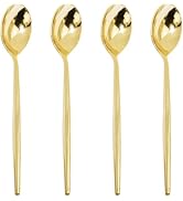 U-QE 180Pcs Gold Plastic Spoons, Disposable Heavy Duty Plastic Spoons, Heavyweight Plastic Spoons...