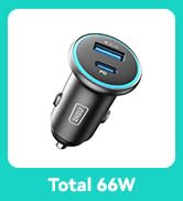 INIU USB C Car Charger, 66W USB-C & USB-A Fast Charging Cigarette Lighter Adapter, Car Power Adap...