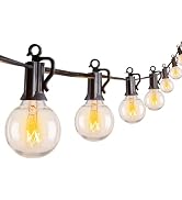 Brightown Outdoor String Lights 30FT G40 Globe Patio Lights with 27 Edison Glass Bulbs(2 Spare), ...