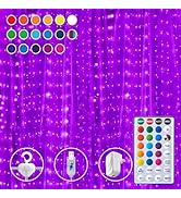 16 Colors Changing Curtain Lights - 250 LED 9.8 X 8.8 FT Fairy String, 7 Modes Twinkle with Remot...