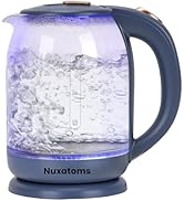Nuxatoms Glass Electric Kettle, No Plastic Contact With Water, 1.8L Electric Tea Pot, Automatic S...