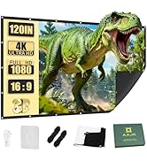 AAJK Outdoor Projector Screen Black Background 120 inch, Washable Projector Screen 16:9 Foldable ...