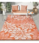 GENIMO Outdoor Rug Waterproof for Patio Decor, 6' x 9' Reversible Plastic Straw Floral Camping Ca...