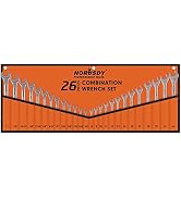 HORUSDY 26-Piece Durable Combination Wrench Set with Roll-up Pouch, Open End Wrench Set for Gener...