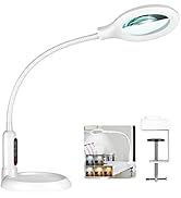 TOMSOO 8X Magnifying Glass with Light and Clamp, 5 Color Modes Stepless Dimmable Lighted Magnifie...