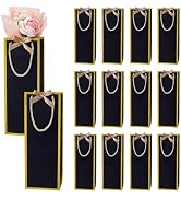 PH PandaHall 14PCS Wine Gift Bags with Bow 11.8x4.7x3.9inch Black Paper Bags Reusable Gold Foil B...