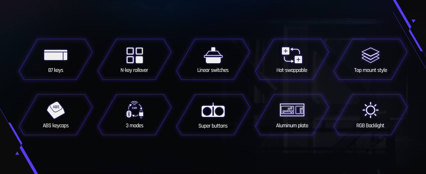 Mechanical Keyboard Hot-Swappable Kailh Switches RGB Backlight Programmable Windows Android 