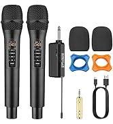 PROZOR Wireless Microphone with Volume Treble Bass Echo Control, Dual UHF Wireless Handheld Dynam...