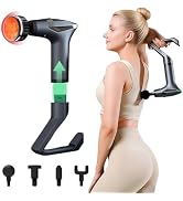 3-in-1 Detachable Deep Tissue Massage Gun with Heat &amp; Extension Handle, Percussion Muscle Massage...