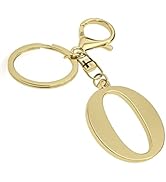 Stainless Steel Gold Letter A-Z Keychain for Women Men, Initial Letter Pendant with Key Ring, Cha...