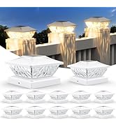 ENSLI 12 Pack Solar Post Cap Lights, 2 Mode Bright Solar Post Lights Outdoor Waterproof, Outdoor ...